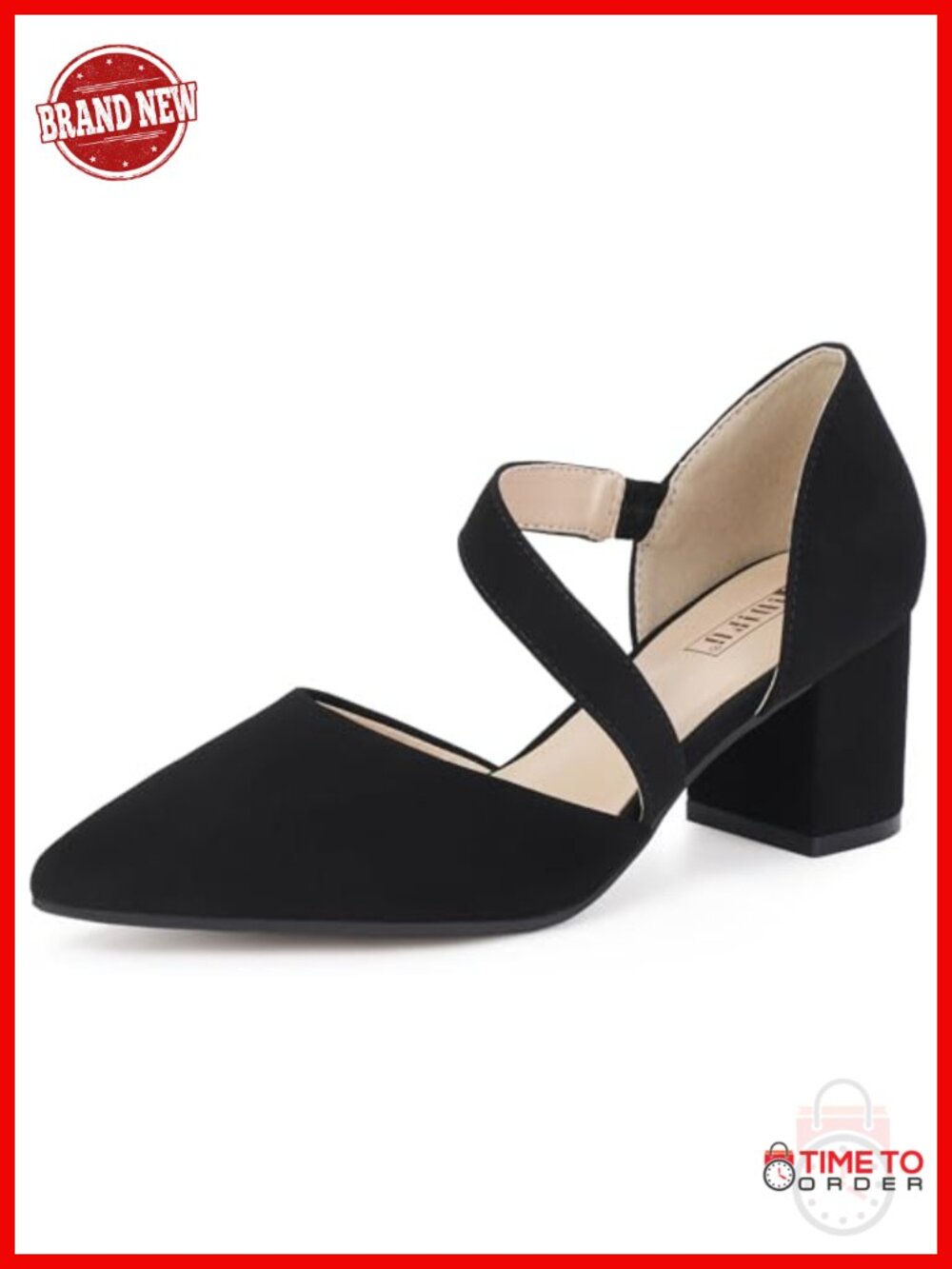 Womens Pointed Toe Low Block Heel Pumps Comfortable Dress Shoes